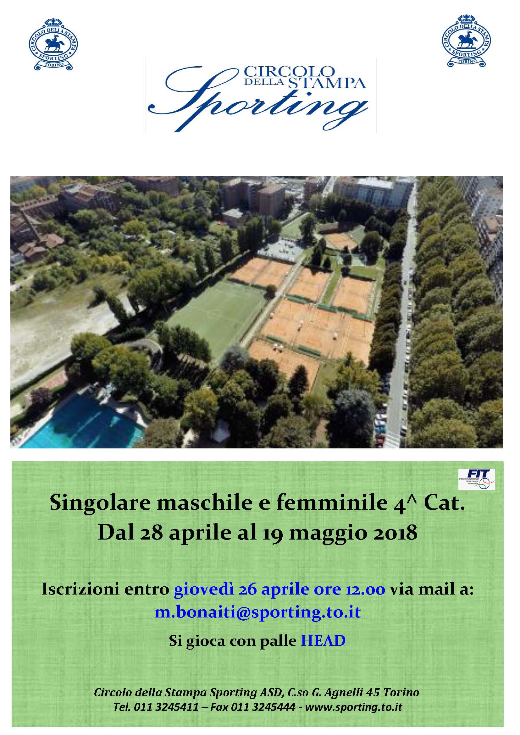 TORNEO DI SINGOLARE MASCHILE E FEMMINILE 4.1